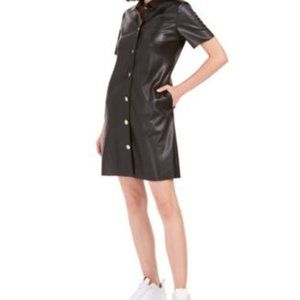 438 BAR III SUIT SEP/KASPER GROUP, FAUX LEATHER BUTTON FRONT, 16, BLACK